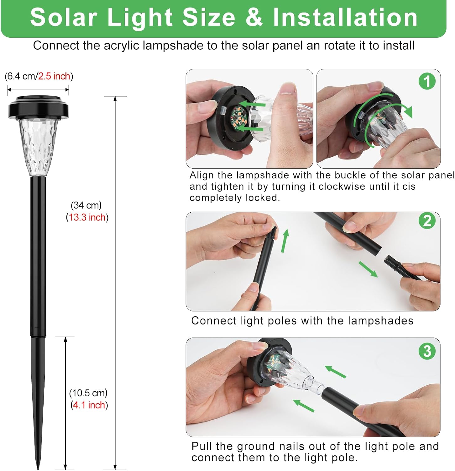 Lámpara Solar Exterior Para Jardín 8 Piezas, 2 Modos Blanco Cálido Luces Solares Exterior Jardín, IP65 Impermeable Luces Solares LED Exterior Para Jardín, Patio, Césped, Entrada, Pasarela
