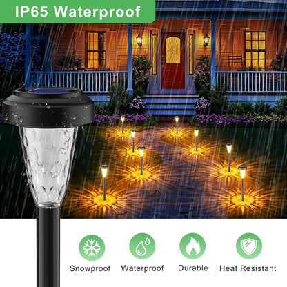 Lámpara Solar Exterior Para Jardín 8 Piezas, 2 Modos Blanco Cálido Luces Solares Exterior Jardín, IP65 Impermeable Luces Solares LED Exterior Para Jardín, Patio, Césped, Entrada, Pasarela