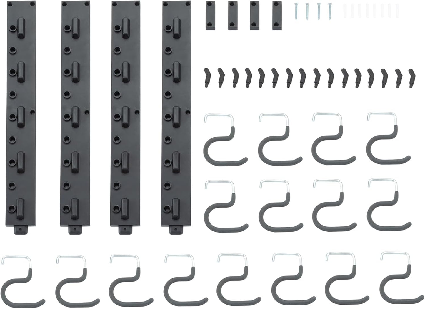 64'' Adjustable Garden Tool Organizer, Garage Storage System with Hooks, Wall Mount Tool Organization Rack, Black