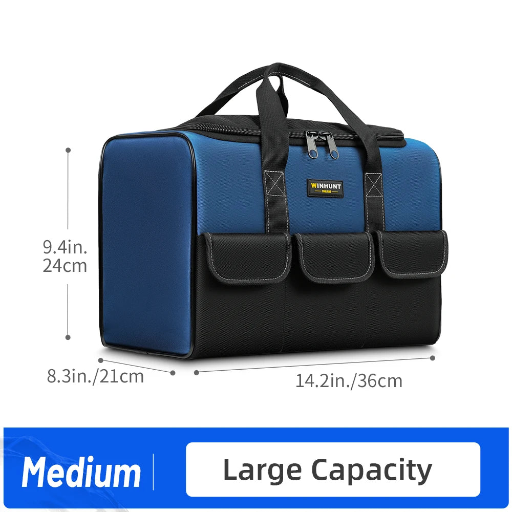 Heavy Duty Wide Mouth Tool Bag with Pockets, Organizer for Men'S Tool Storage and Transport
