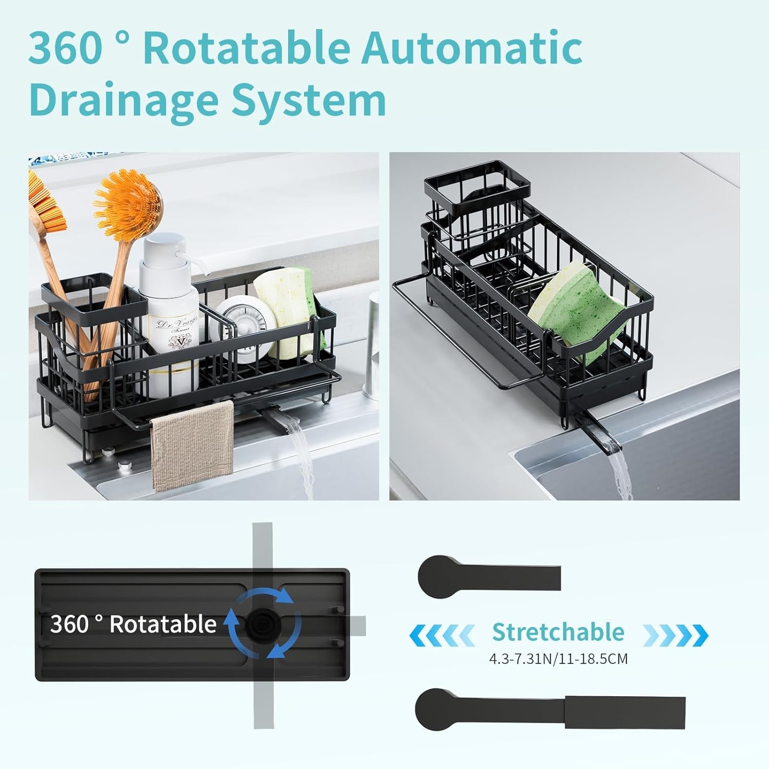 Organizador De Fregadero Cocina, Soporte Para Esponja, Escurridor De Platos De Acero Inoxidable, Porta Jabón, Organizador De Fregadero, Organización Del Fregadero De Cocina