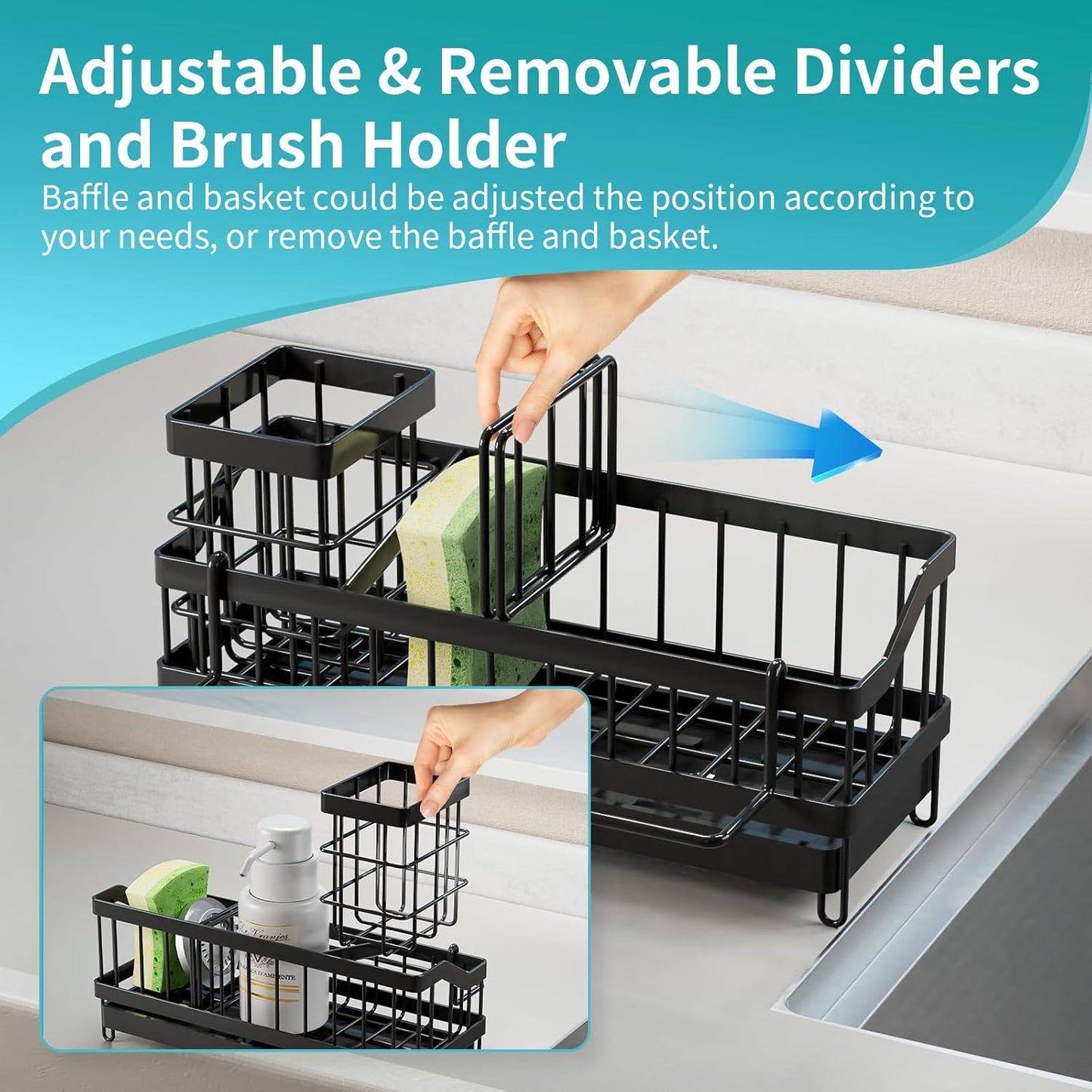 Organizador De Fregadero Cocina, Soporte Para Esponja, Escurridor De Platos De Acero Inoxidable, Porta Jabón, Organizador De Fregadero, Organización Del Fregadero De Cocina